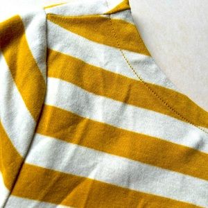GAP boatneck ballet back 3/4 sleeve top XL mustard stripe